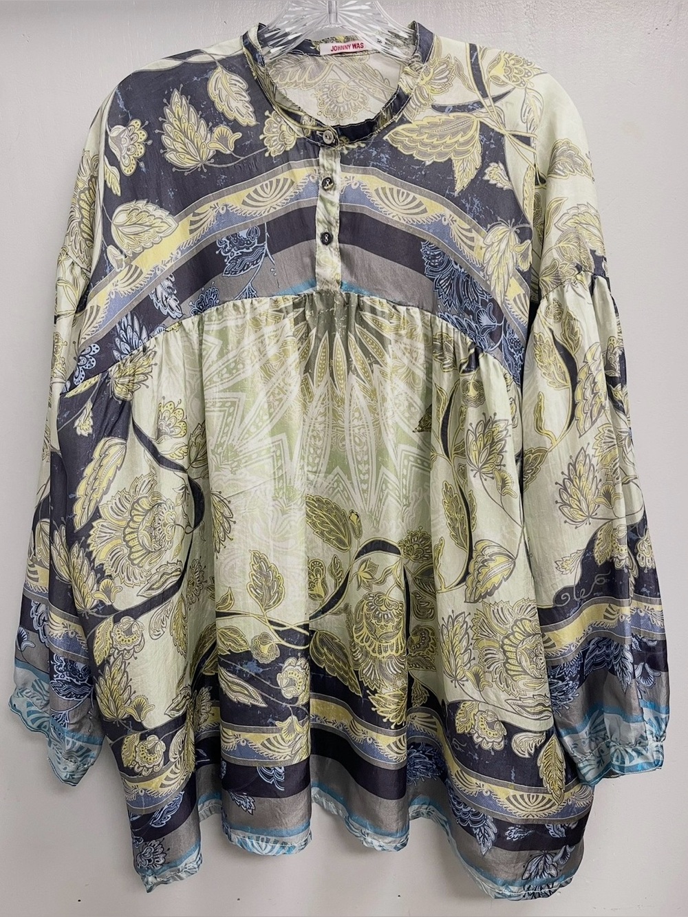 JOHNNY WAS Silk Floral Long Sleeve Lagenlook Flowy XS